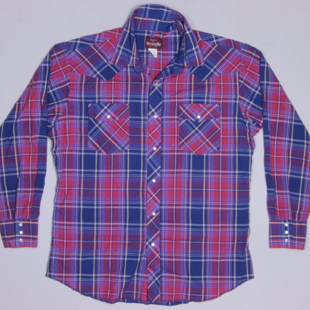 Wrangler Plaid Cowboy Rockabilly Western Shirt
